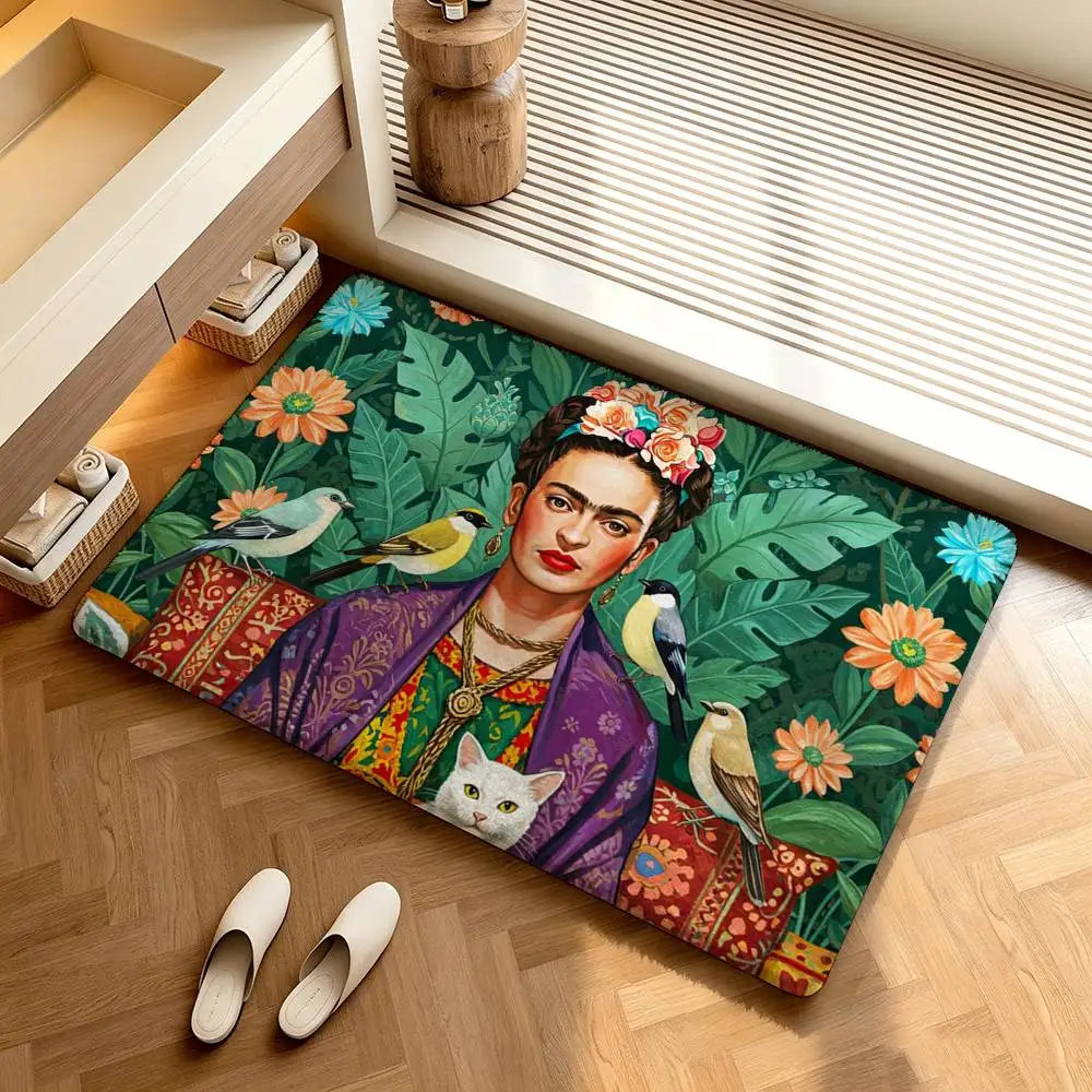 F-FridaS-S K-Kahlo art  Shower Room Small Carpet Floor Mat  Absorbent Foot Mat Decorative Mat Soft and Comfortable