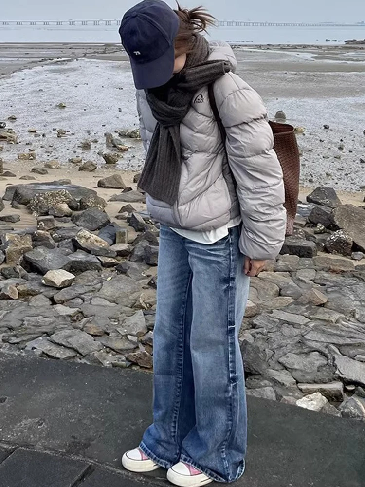 

Ретро-джинсы американского стиля, женские, свободные, прямые, в пол, осенне-зимние, новые, с низкой посадкой