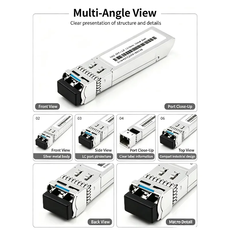 Support Sample for Testing 10G SFP Transceiver Module 850nm 1310nm 1550nm Transmission Length 10-80KM LR SR for POE Switches Use