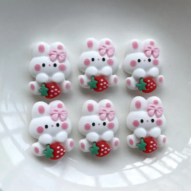 10 pieces of new mini cute white rabbit flat back resin clip DIY jewelry craft decorative accessories