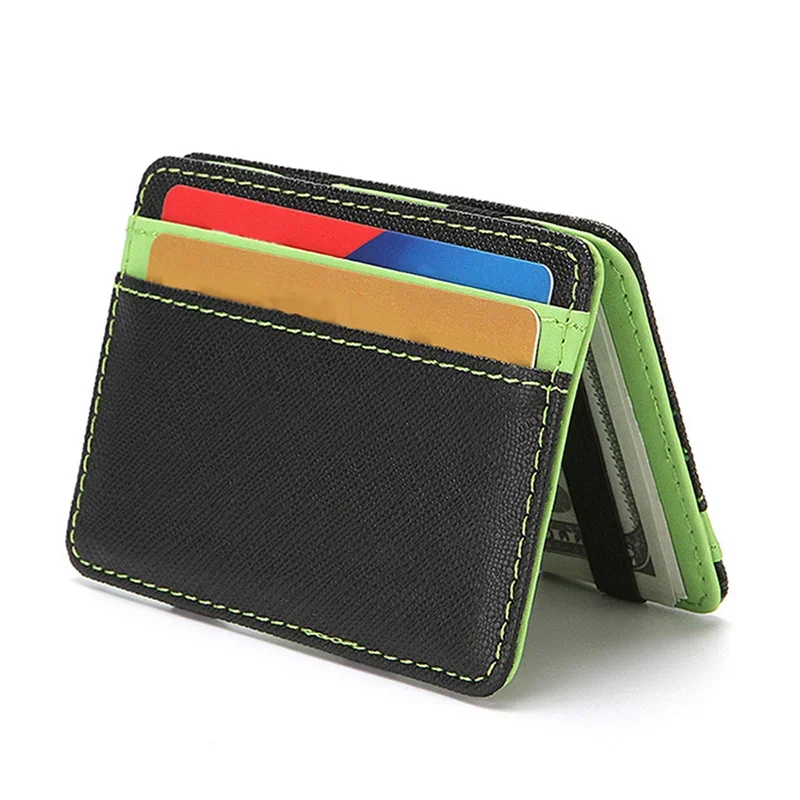 Women Men Magic Wallets Mini Ultra Thin PU Leather Small Coin Purses Short Business Credit Card Holder Clutch Bag Case Pouch