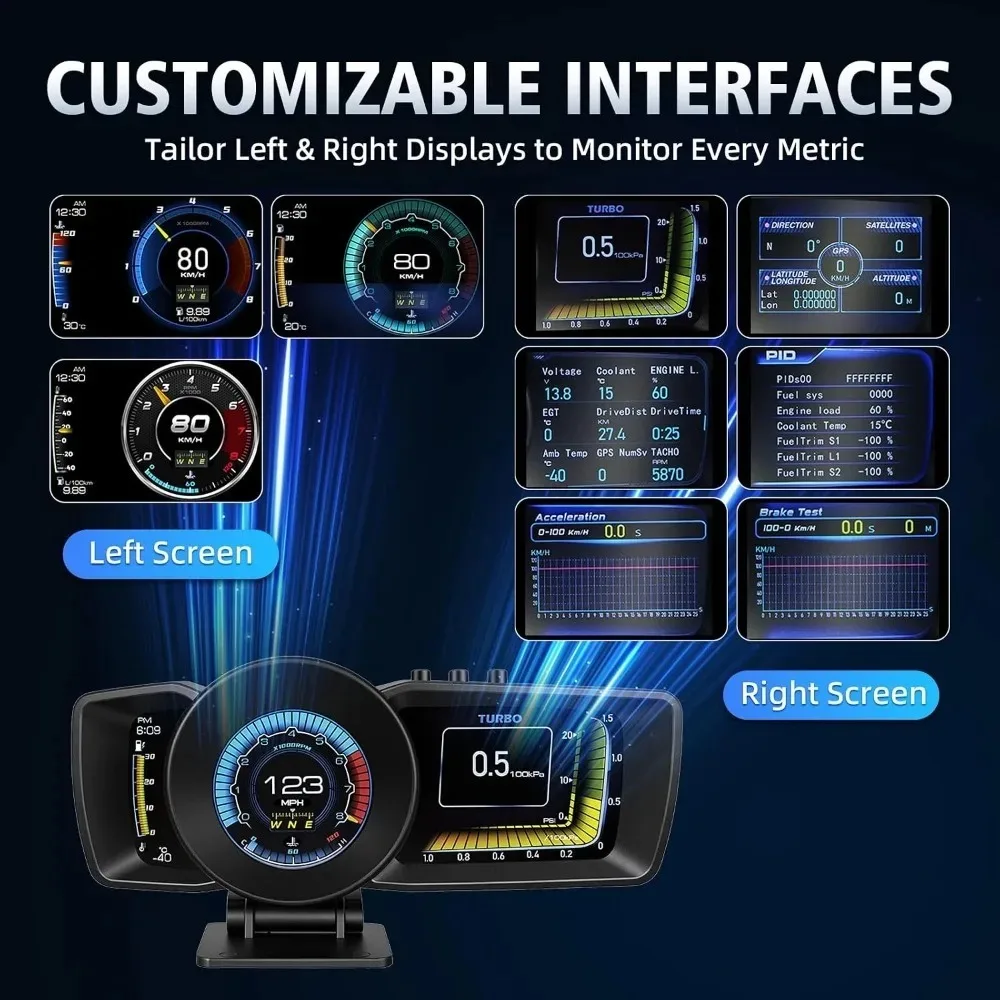 Newest A600 Car Head Up Display OBD2+GPS Car HUD Security Alarm Speedometer On-Board Computer Gauge Water Temp RPM Tachometer