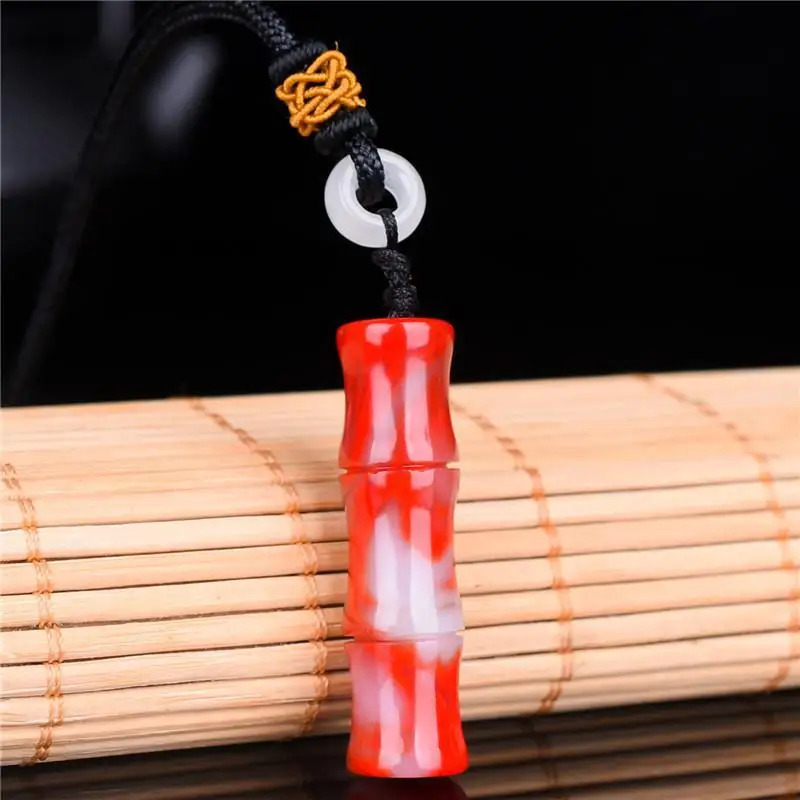 Xinjiang Hetian Jade Chicken Blood Jade Bamboo Pendant for Men and Women High Pendant