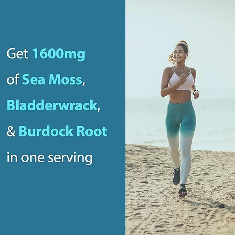 Sea Moss with Burdock and Bladderwrack,Immune System & Digestive Health,Keto Detox,Gut,No fillers,All-Natural,Vegan -60 Capsules