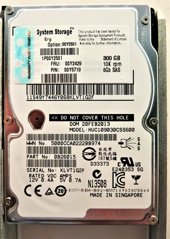 00Y2501  00Y2429  00Y5719  300G 10K SAS 2.5 6GB V3500 V3700 hard drive HDD