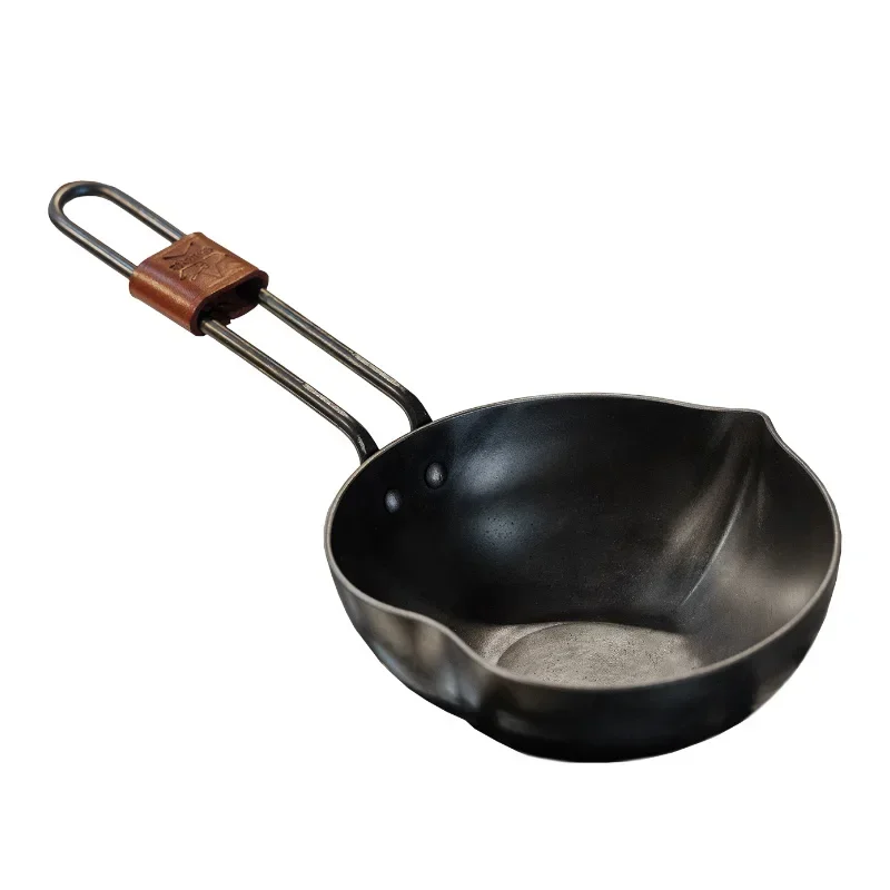 

Oil splashing pan Household uncoated long handle oil