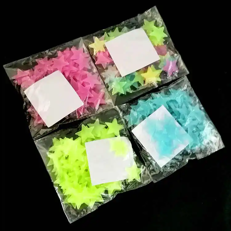 Pegatinas decorativas luminosas para habitación de niños, pegatinas de estrellas coloridas, pegatinas de pared con luz nocturna estrellada, decoración de pared para habitación
