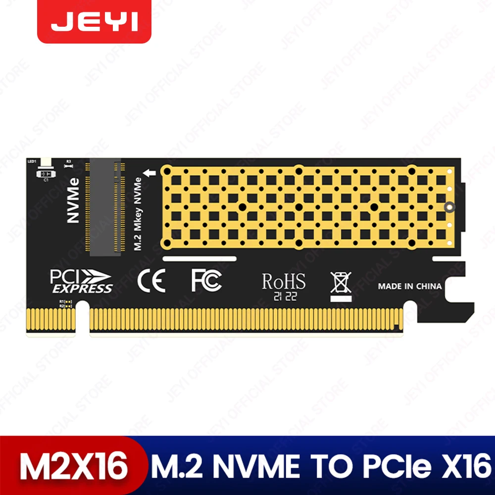 JEYI M.2 NVME to PCIe 4.0 X16 Adapter, M.2 NVMe SSD to PCI-e 4.0 Expansion Card, Supports 2280/60/42/30 Solid State Drives