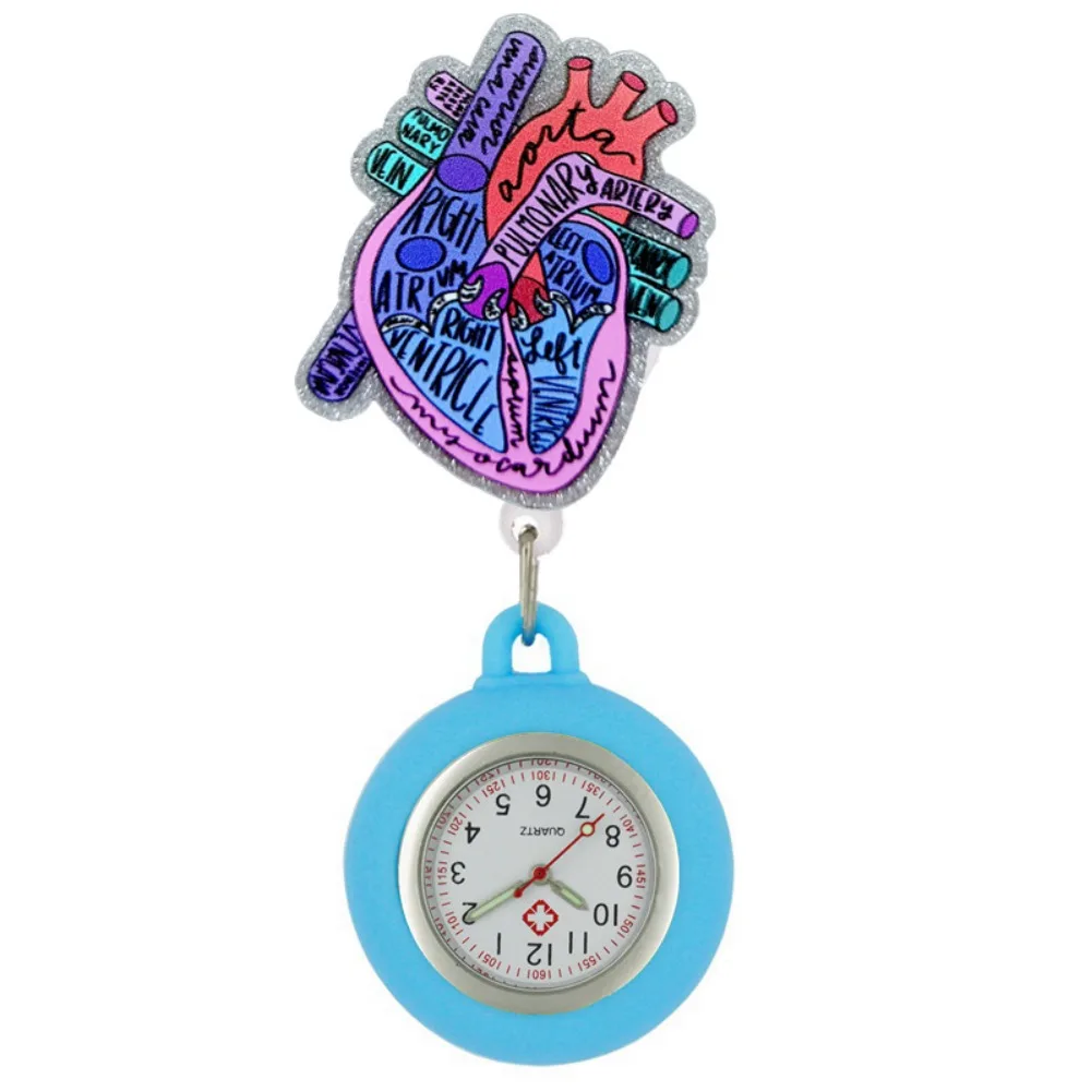 Retractable Retractable Pocket Watch Clip-On Silicone Badge Reel Cartoon Glitter Multi-functional Clip-On Pocket Watch Hospital
