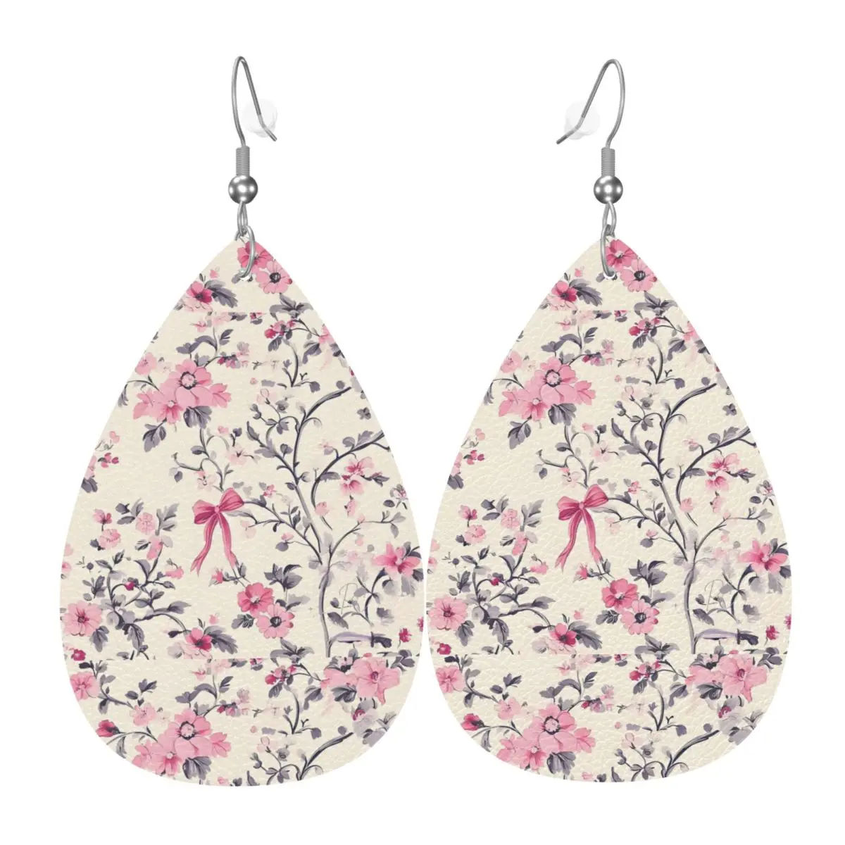 Custom Floral Print Wallpaper Leather Earrings for Women Dangle Earrings Jewelry Accessories