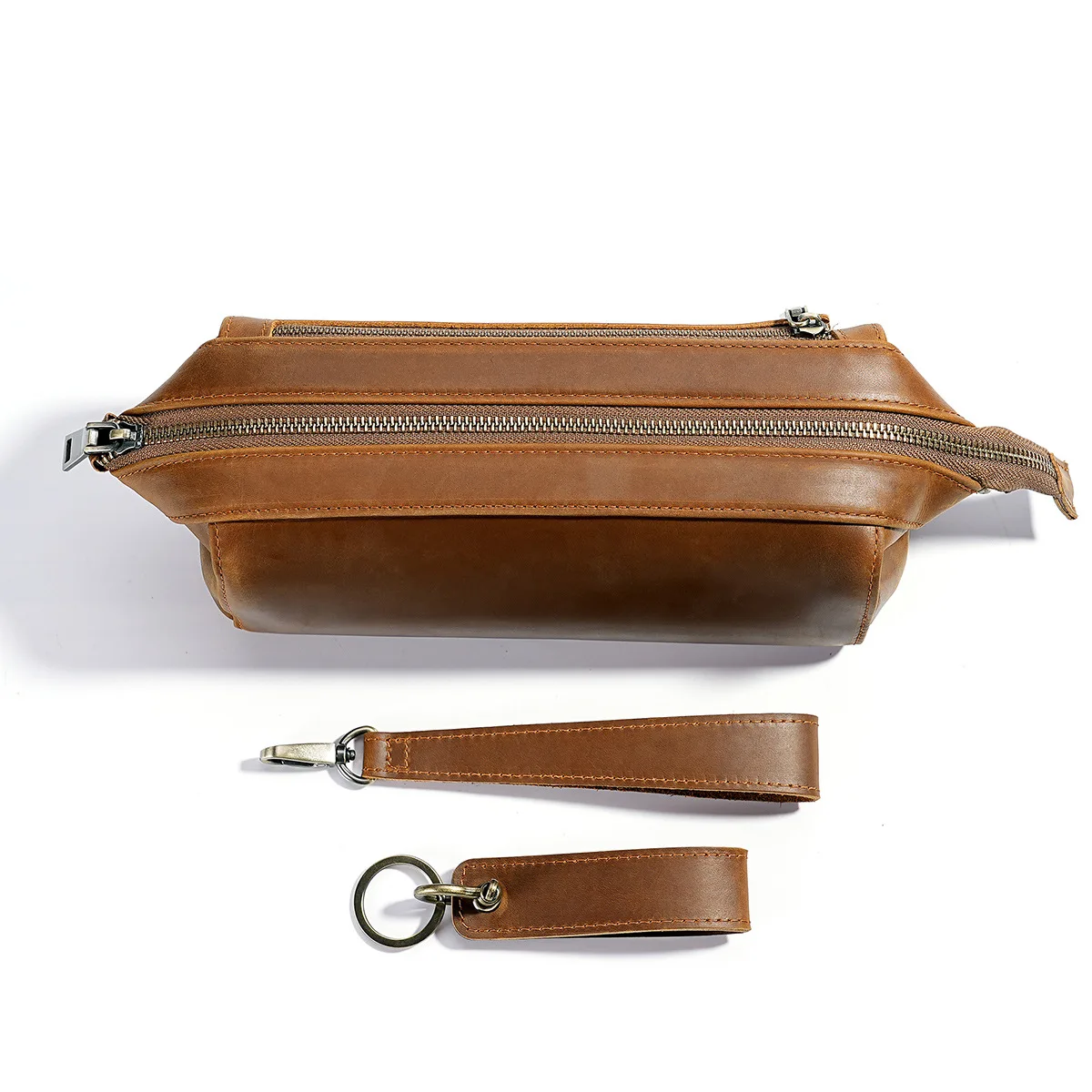 حقيبة حمل جلدية للرجال، متعددة الأغراض للسفر مع جيوب لمنظم أنابيب شاحن الهاتف والسجائر #3