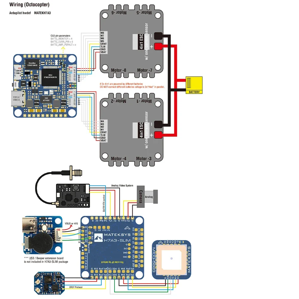 MATEK MATEKSYS H7A3-SLIM Flight Controller Built-in ICM42688P OSD Blackbox 128MB 2~8S LiPo for RC FPV Long Rang Racing Drone