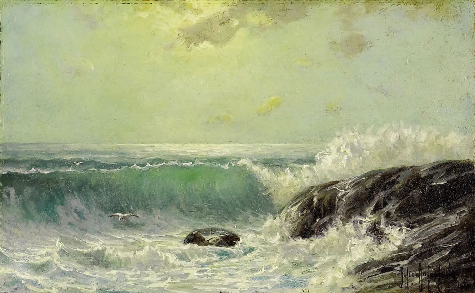 

100% Handmade High Quality Oil Painting Reproduction on Linen Canvas,Crashing Surf by Robert Julian Onderdonk