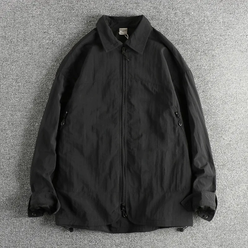 Harajuku Functional Retro Trend Design Cargo Jacket Men's Mesh Breathable Inner Loose Youth Trench Coat Quick Dry Outdoor Style