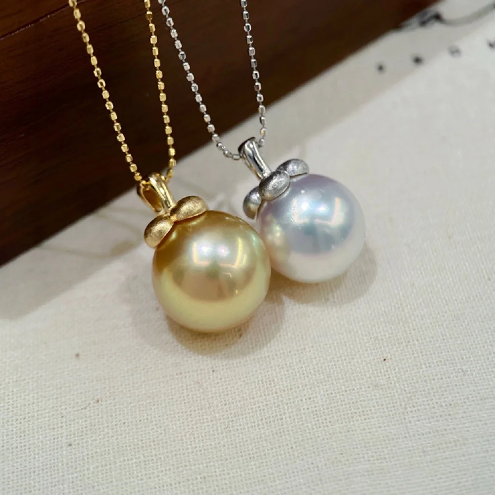 

Natural Pearl AAAA12-13mm South Sea Round Pearl Persimmon Persimmon Ruyi Pearl Pendant 18K/AU750 * 18inch