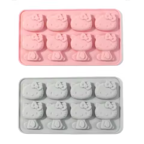 Cute Kitty Silicone Mold Ice Grid Chocolate Mold Biscuit Handmade Diy Tool Drip Glue Mold Gypsum White Embryo Mold