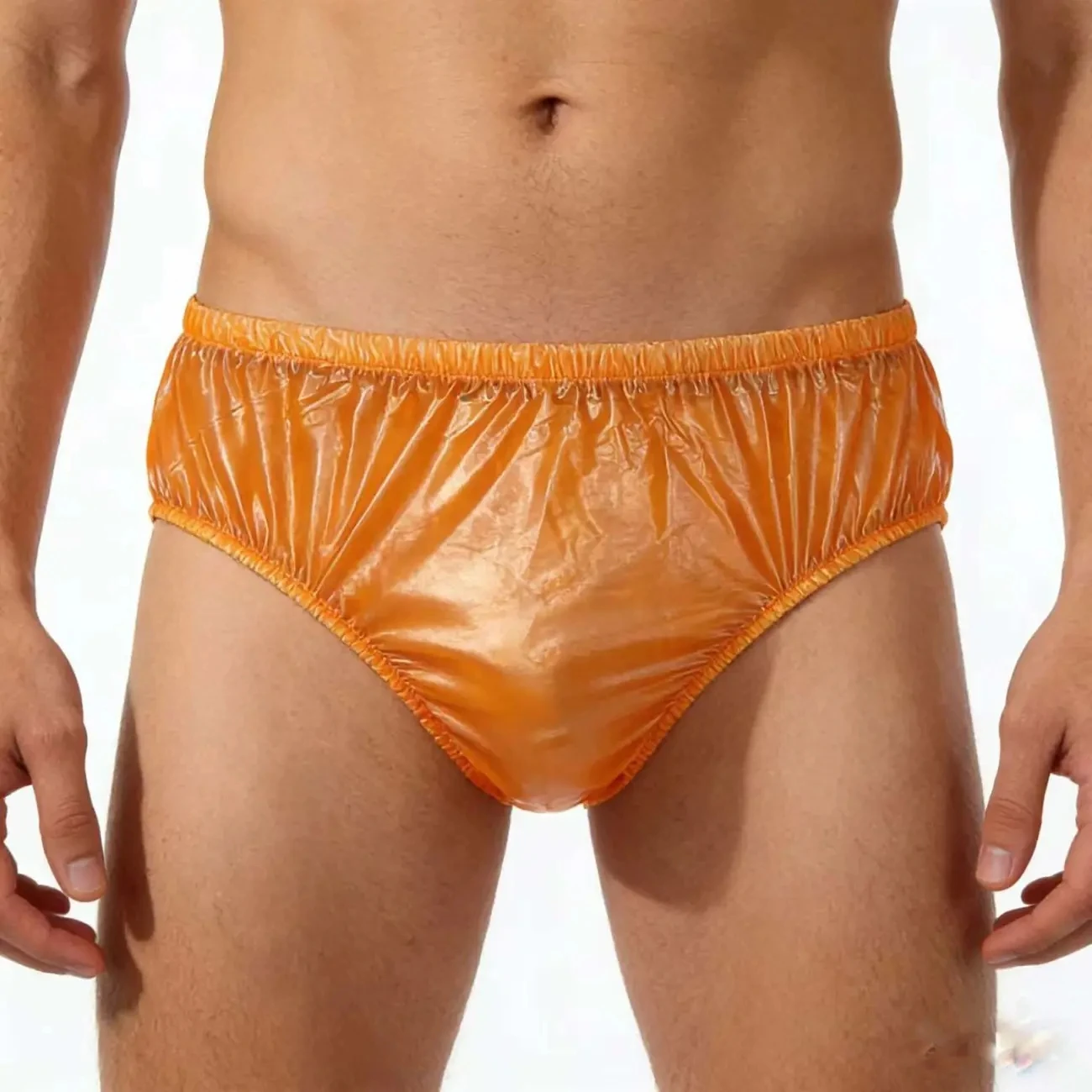 New Briefs Orange PVC Translucent Sexy Men Women Triangle Pants Soft Smooth Waterproof ABDL Plastic Underwear