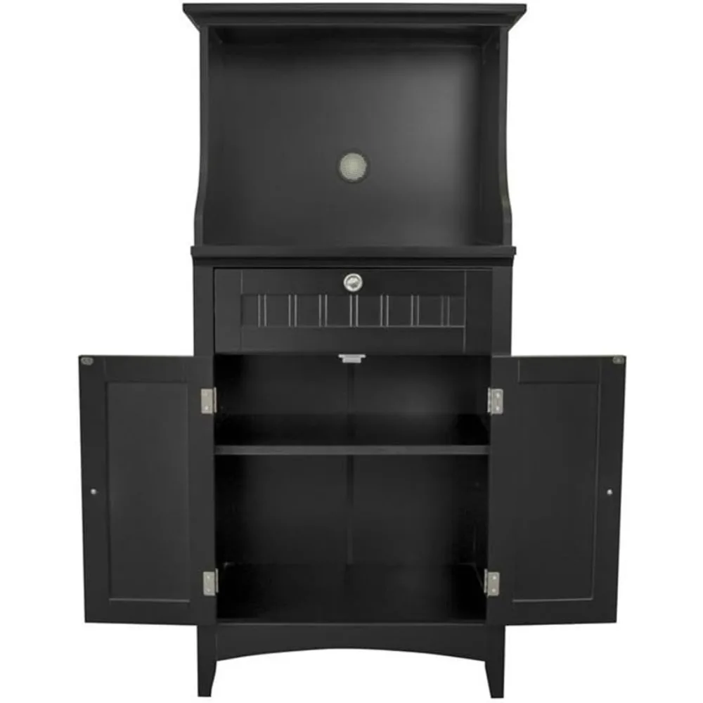 خزانة أدوات صانع القهوة للمنزل والمكتب من American Furniture Classics OS في عربة الميكروويف للمطبخ باللون الأسود #5