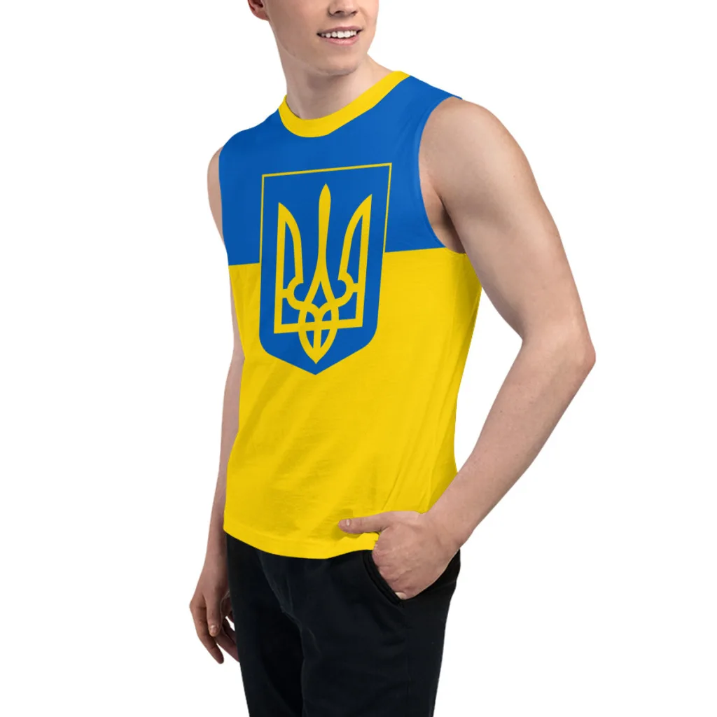 Sleeveless T-shirt Ukraine Flag 3D Men's Boys Tshirt Gyms Tank Tops Fitness Joggers Basketball Training Vest