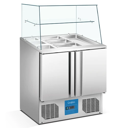 

Single-Temperature Stainless Steel Under Counter Pizza Prep Table Cooler Salad Bar Sandwich Display Refrigerator Salad Display