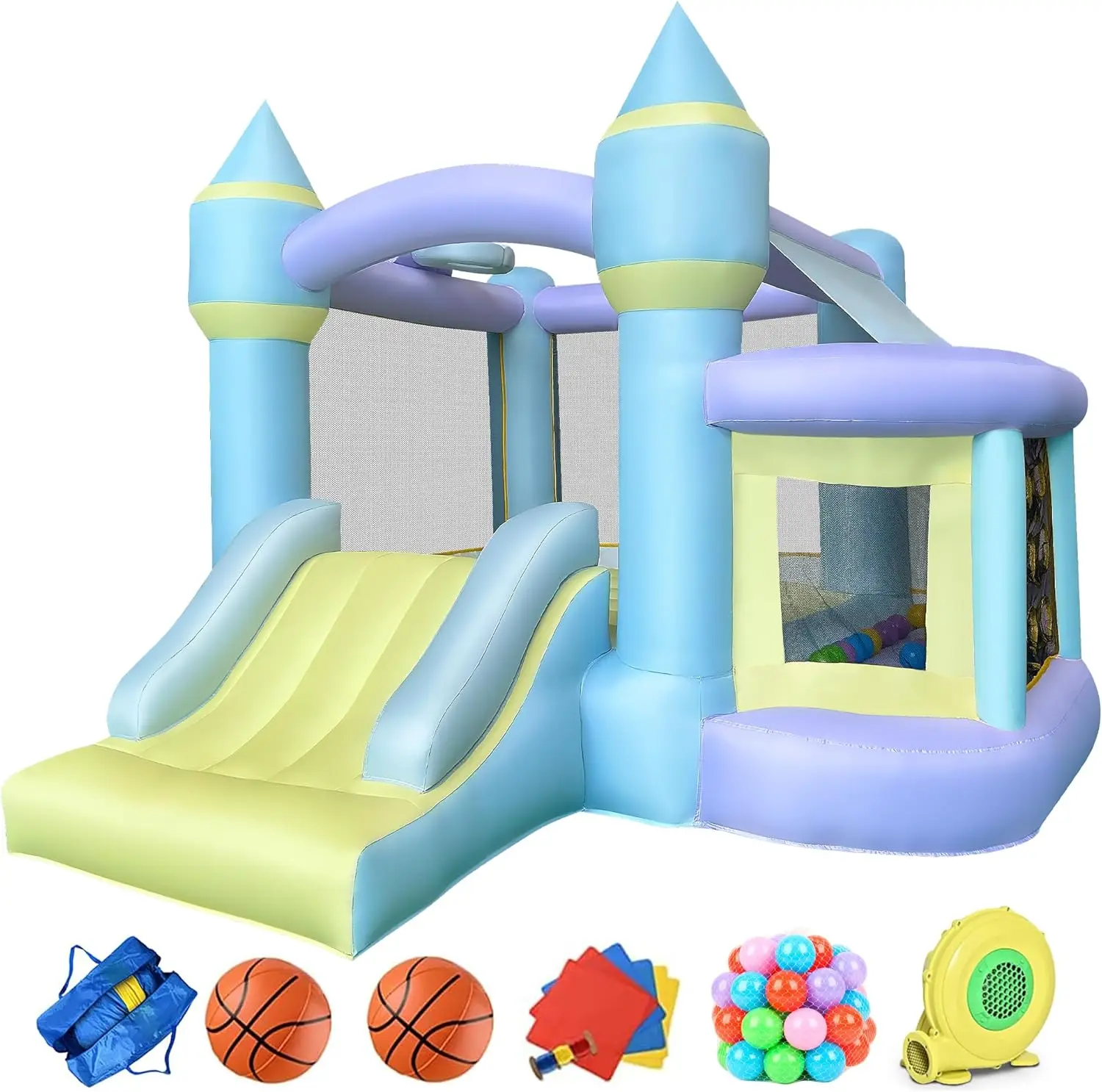 Bounce House,Inflatable Bounce House,Bouncy House with Blower,Bouncy Castle with Slide,Kids Bounce House with Jump