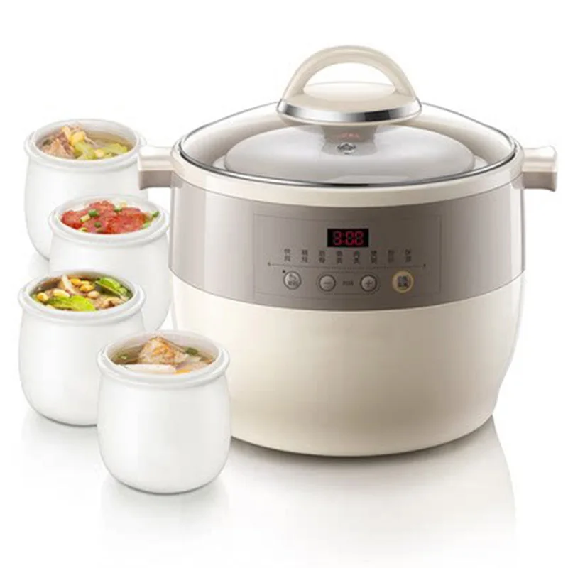 

4.5L+0.5L*4 Electric Stewpot with Large Capacity, Automatic Cooking and Multi-function for Soup and Porridge