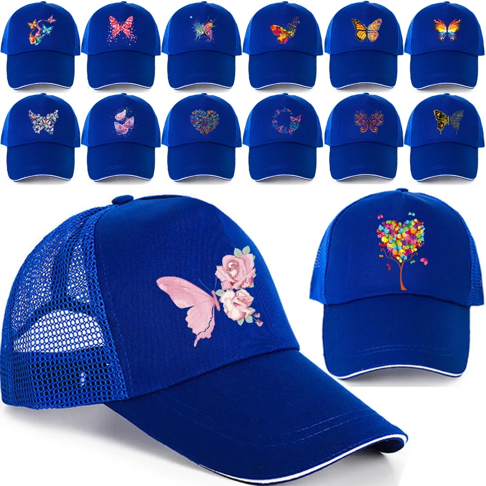 Fashion Butterfly Pattern Baseball Caps Men Women Quick Dry Snapback Hats Summer Hip Hop Breathable Mesh Sun Hats New Unisex Cap