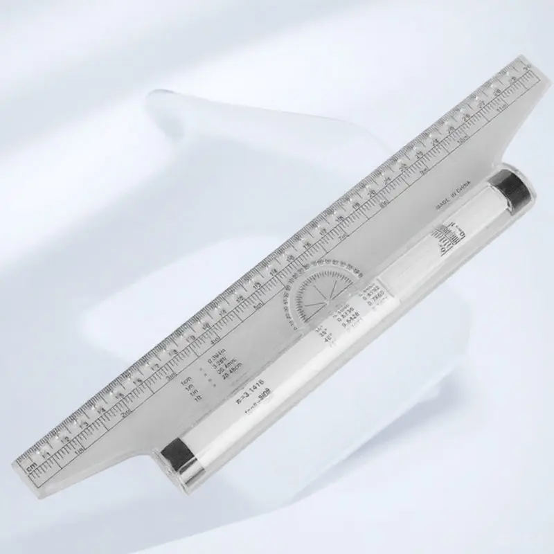 Rolling Ruler for Drawing Design Multi-Purpose Plastic Measuring Ruler with Protractor Circle Template Angle Measurement