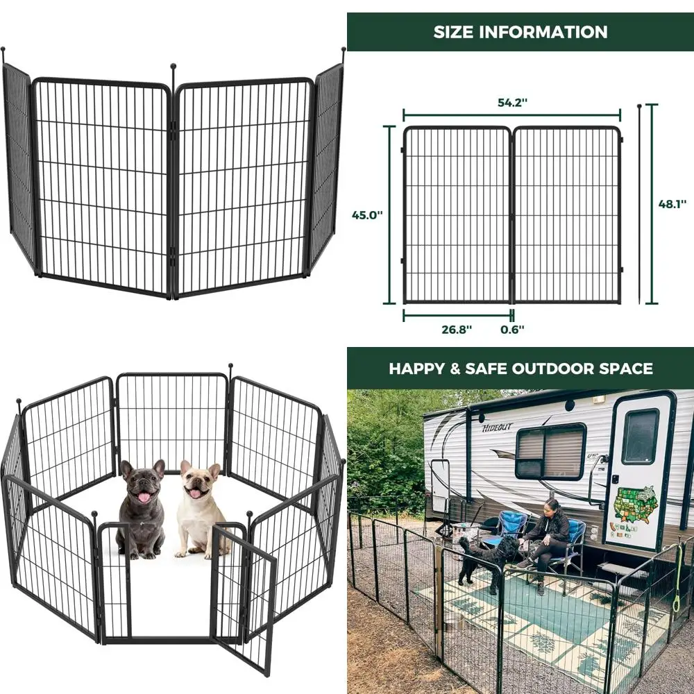 

Portable Outdoor Dog Playpen for Large Dogs, RV Trips, and Camping, 45 Inch, 4 Panels, Ideal for Pet Enclosure and Safety