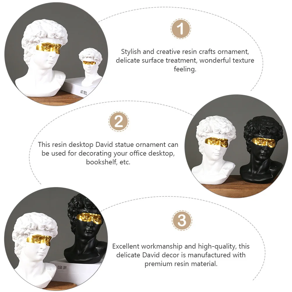 

1Pcs Gold Drawing David Sculpture Craft Light Luxury Resin Decoration for Home Office Desktop White Stylish Statue Adornment