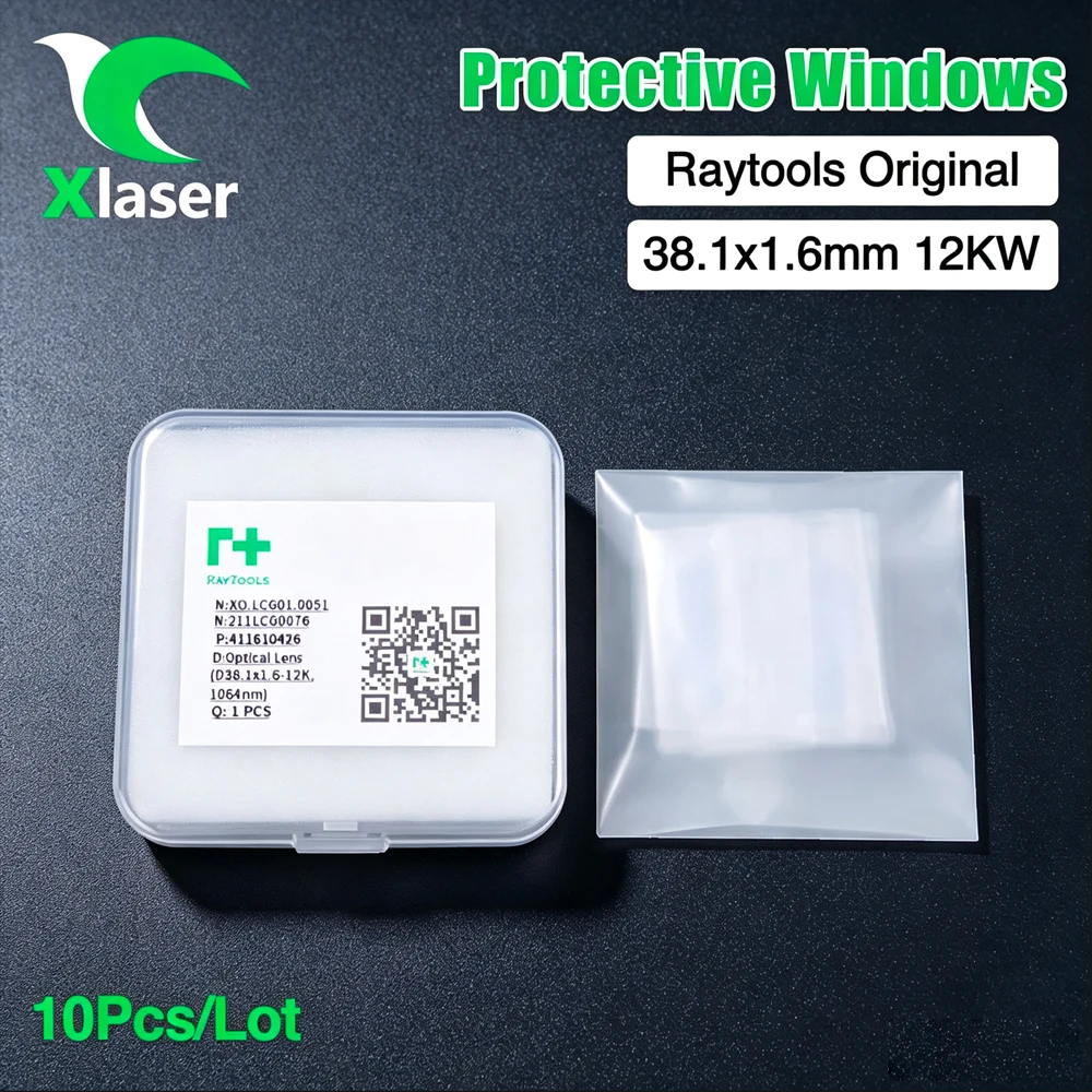 XLaser 10Pcs/Lot Raytools Original Protective Windows 38.1x1.6mm 12KW 211LCG0076 Lens For BM114S BM115 Fiber Laser Cutting Head