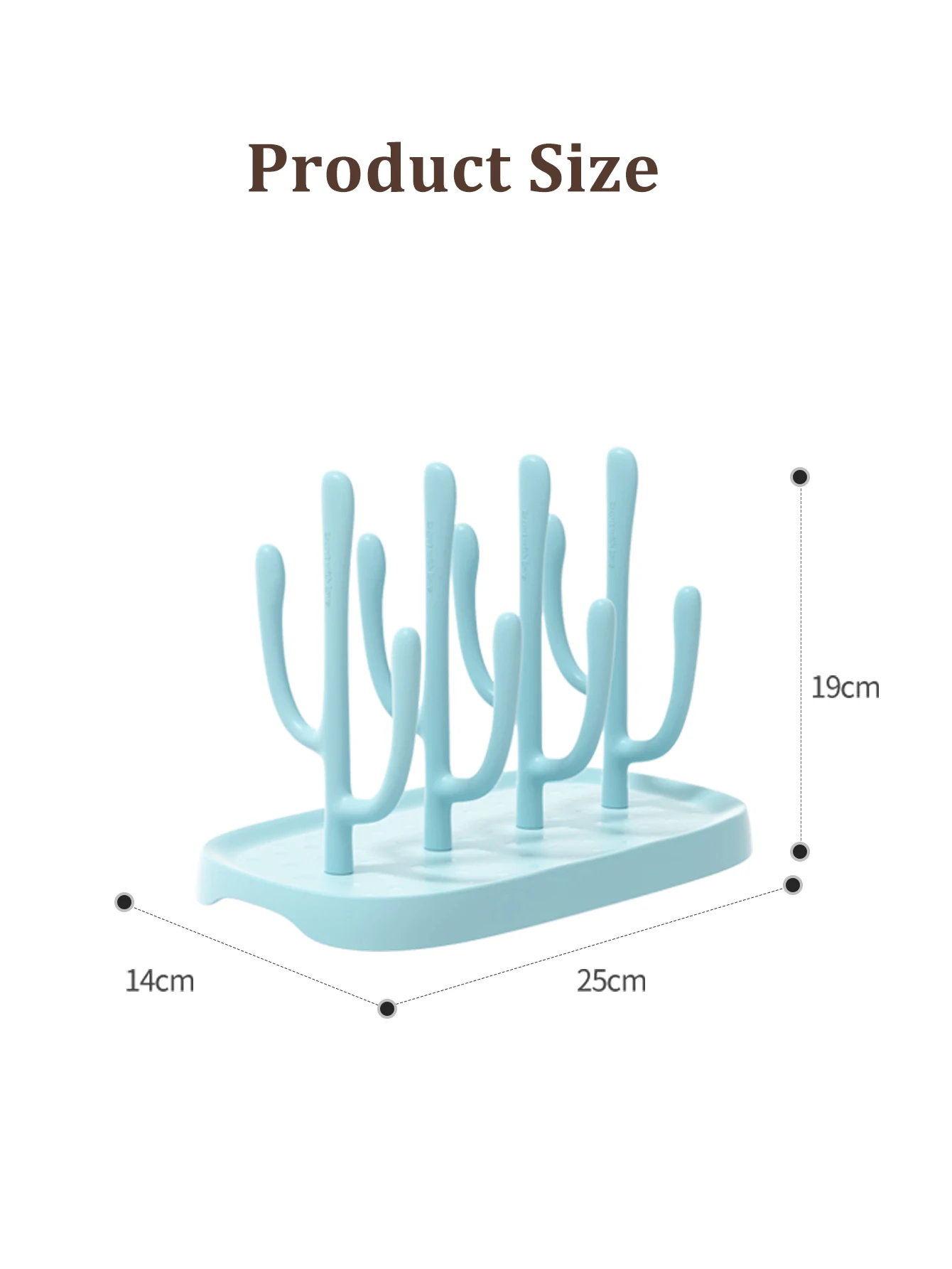 Baby Bottle Drying Rack, Detachable Pegs with Drip Tray, Portable Countertop Organizer for Bottles/Cups/Nipples