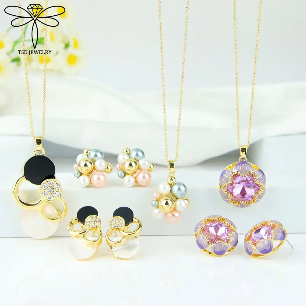 

Exquisite Crystal Charm Necklace Stud Earrings Set Irregular Purple Stained Glass Women Fashionable Valentine's Day Gifts
