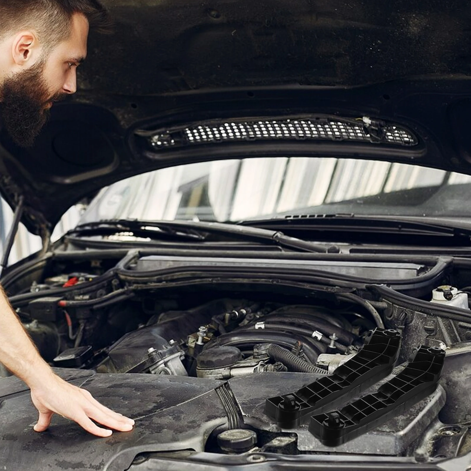 

2 шт. кронштейн переднего бампера, высокопрочный полипропиленовый материал, автомобильный аксессуар, фиксатор усиления со стороны пассажира, практичное использование