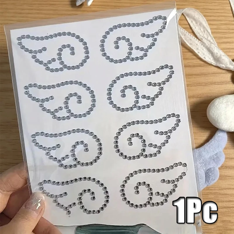 1Pc Sticker Angel Wings Crystal Stickers 3D Acrylic DIY Decor Self Adhesive Jewel Crafts Fish Cakes Sparkly Rhinestone Stickers