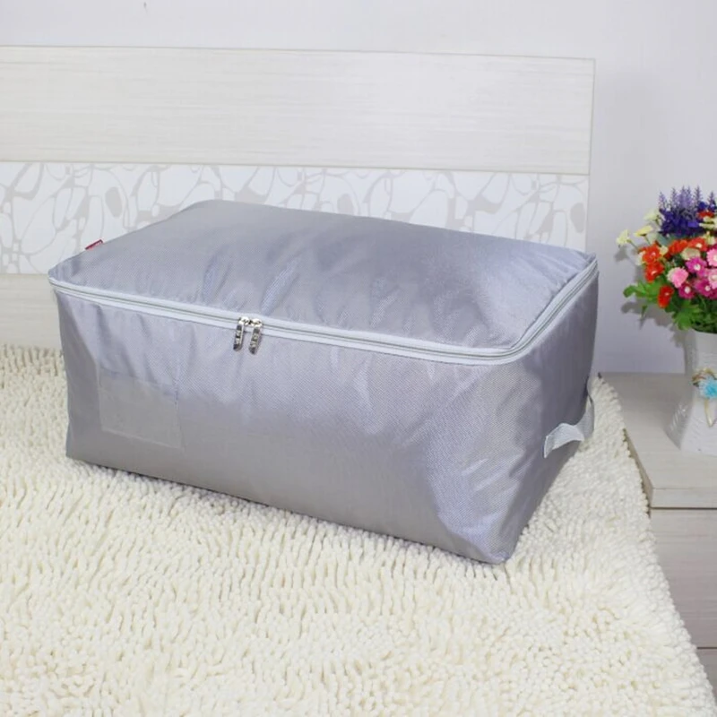 Simple Solid Color Oxford Fabric Quilt Storage Bag Household Moisture-proof Clothing Organize Bag Travel Luggage Packaging Bag