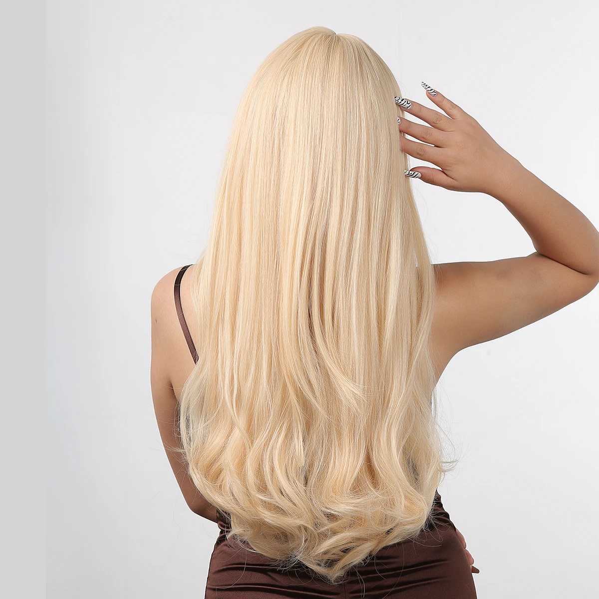 Henry Margu Blonde Lange Golvende Synthetische Pruiken Met Pony Lichtblonde Natuurlijke Pruiken Voor Vrouwen Dagelijks Cosplay Hittebestendig Haar