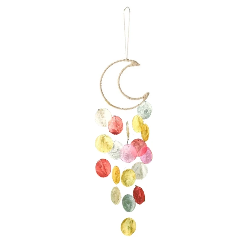 Soothing Capiz Windchime , Calming Sounds Moon Windchime Perfect Harmonies For Indoor Or Garden Use Art Crafts Decors