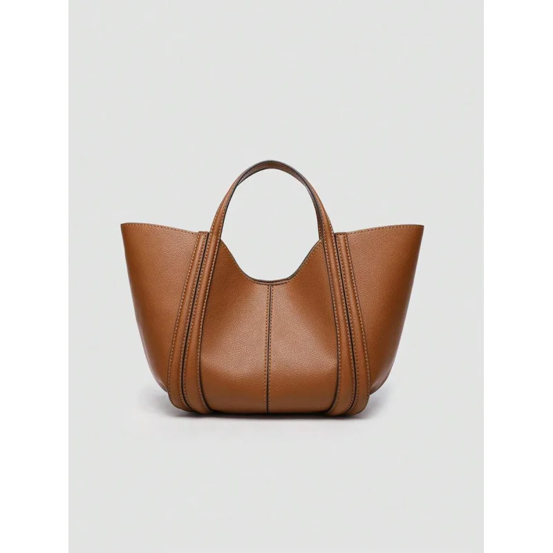 

1pc New Solid Color PU Fashion Tote , Women's Handbag, Shoulder Bag, Minimalist Commuter Multi-Function Large Capacity Handba