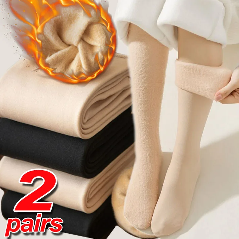 

Winter Warm Plush Stockings Thickened Velvet Thermal Soft Thigh-high Socks Wool Cashmere Sleep Home Snow Boots Floor Calf Socks