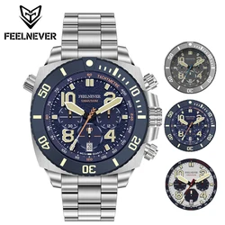 FeelNever Fashion Luxury Casual Sports Quartz Man Watch Stainless Steel Band Sapphire Watches for Men Date Waterproof Clocks+Box