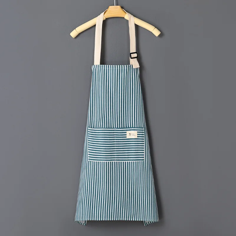 Fashionable Waterproof and Oil-proof Striped Kitchen Apron for Home Restaurant Work