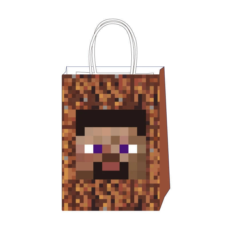 12PCS Minecraft kraft paper bag party gift handbag packaging bag
