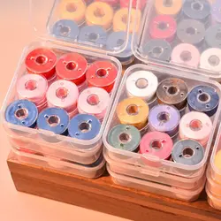 9pcs/box Prewound Sewing Machine Bobbin Threads with 40S2 Polyester Thread Black White Dyed for SINGER JANOME BROTHER JUKI