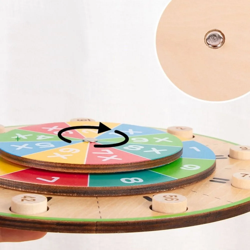 몬테소리 턴테이블 곱셈 보드 곱셈 테이블 수학 장난감 나무 산술 장난감 학습 장난감 조기 교육