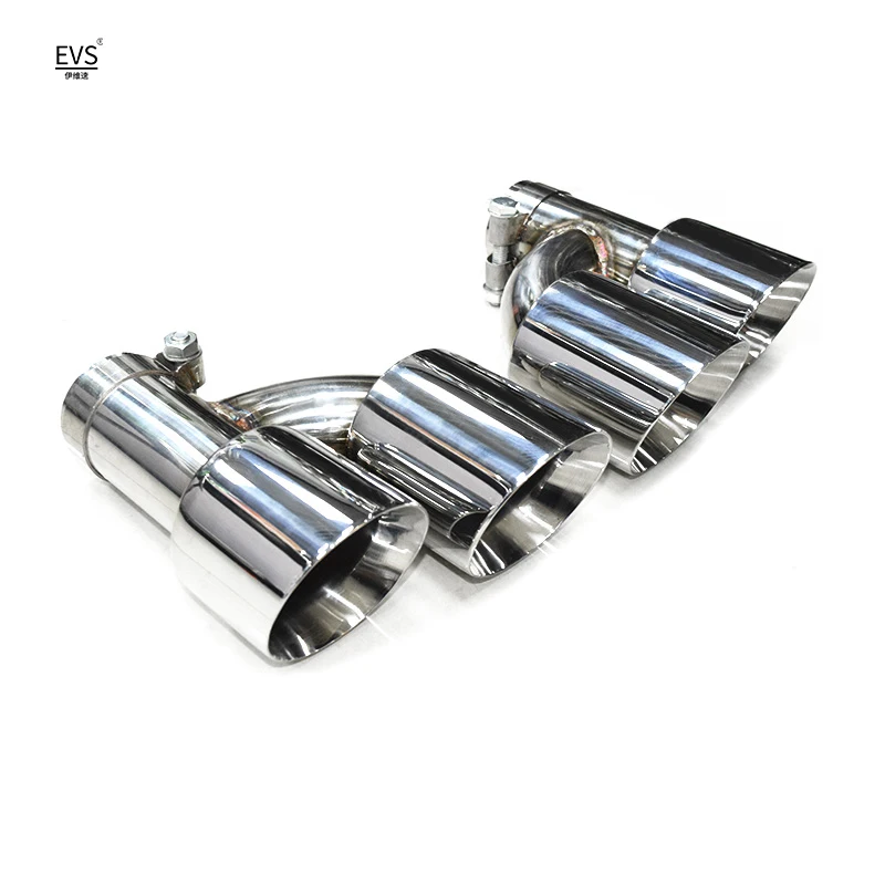 1 Pair H Shaped Dual Exhaust Tip Car Universal Exhaust Pipe Stainless Steel Muffler Tips 60mm Inlet Nozzle Exhaust System