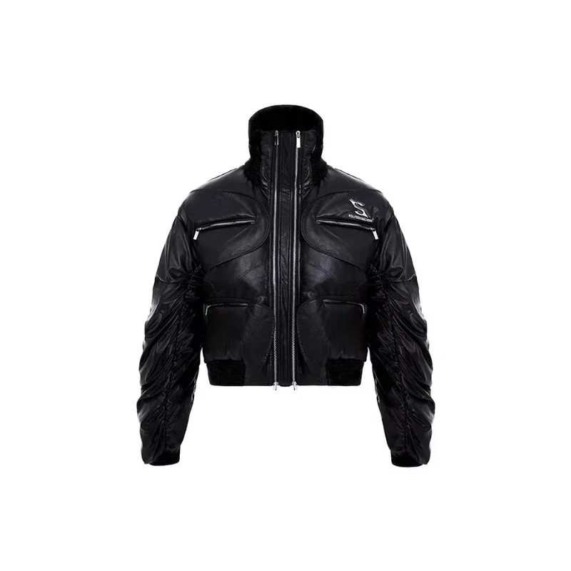 Stand-up collar thickened short cotton clothes, coats, men's autumn and winter double zipper cotton-padded clothes