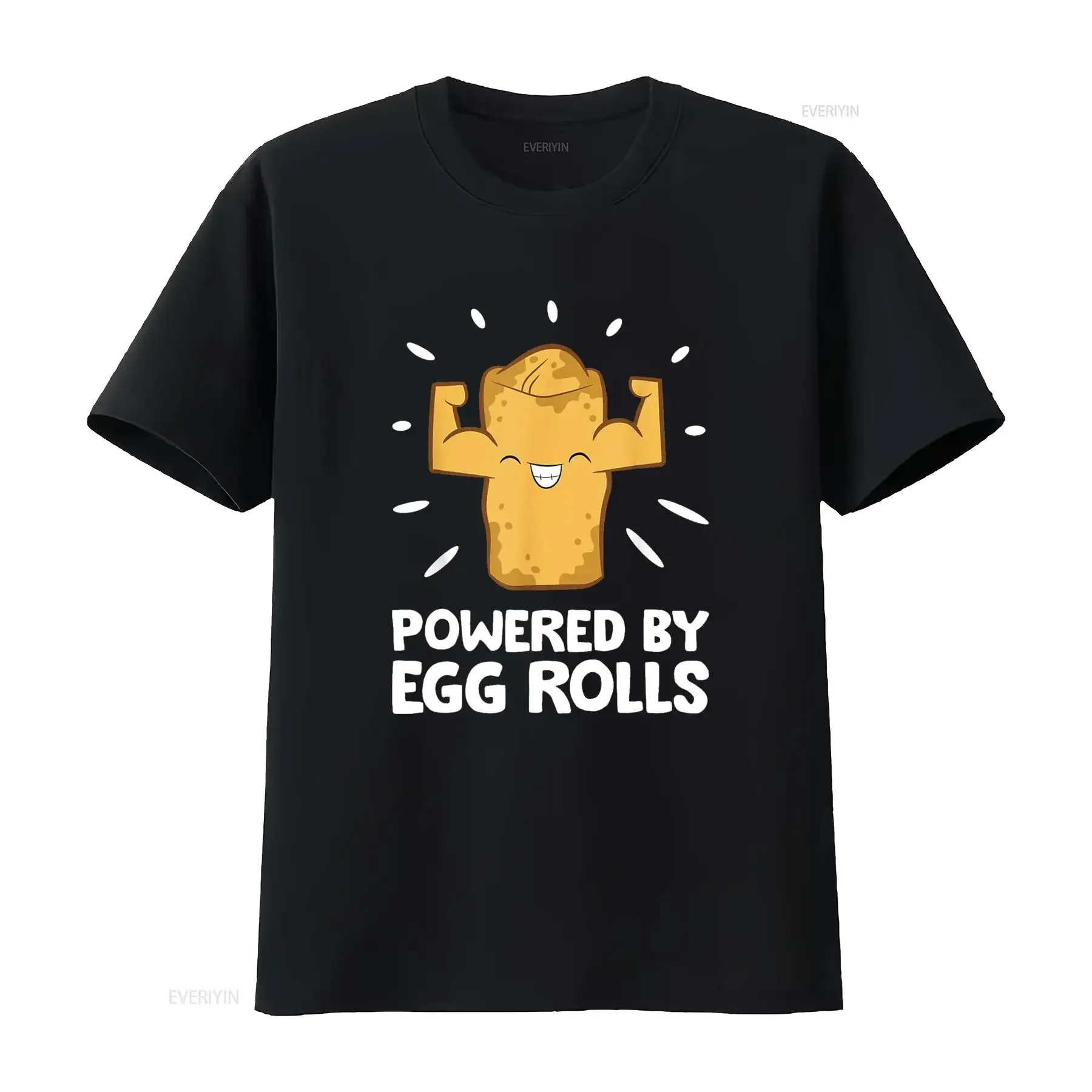 

Powered By Egg Rolls T Shirt vintage Washed Soft designer clothes graphic Unisex Stretched streetwear Top For Everyday Wear
