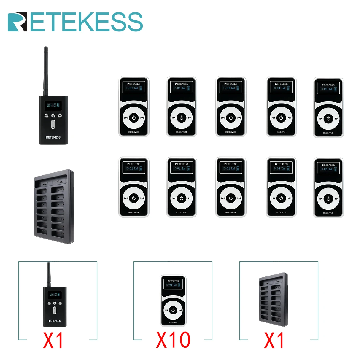 Retekess T130P T131P Wireless Tour Guide System Wireless Audio system Whisper System for Churches For Travel Museum Teaching