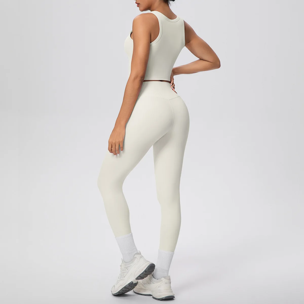 

Комплект для йоги с высокой талией и подтяжкой бедер, быстросохнущий противоударный спортивный жилет с открытой спиной, костюм для йоги, повседневная спортивная одежда для бега и фитнеса на открытом воздухе